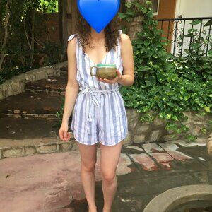 Striped Navy and White Romper, XXS tall